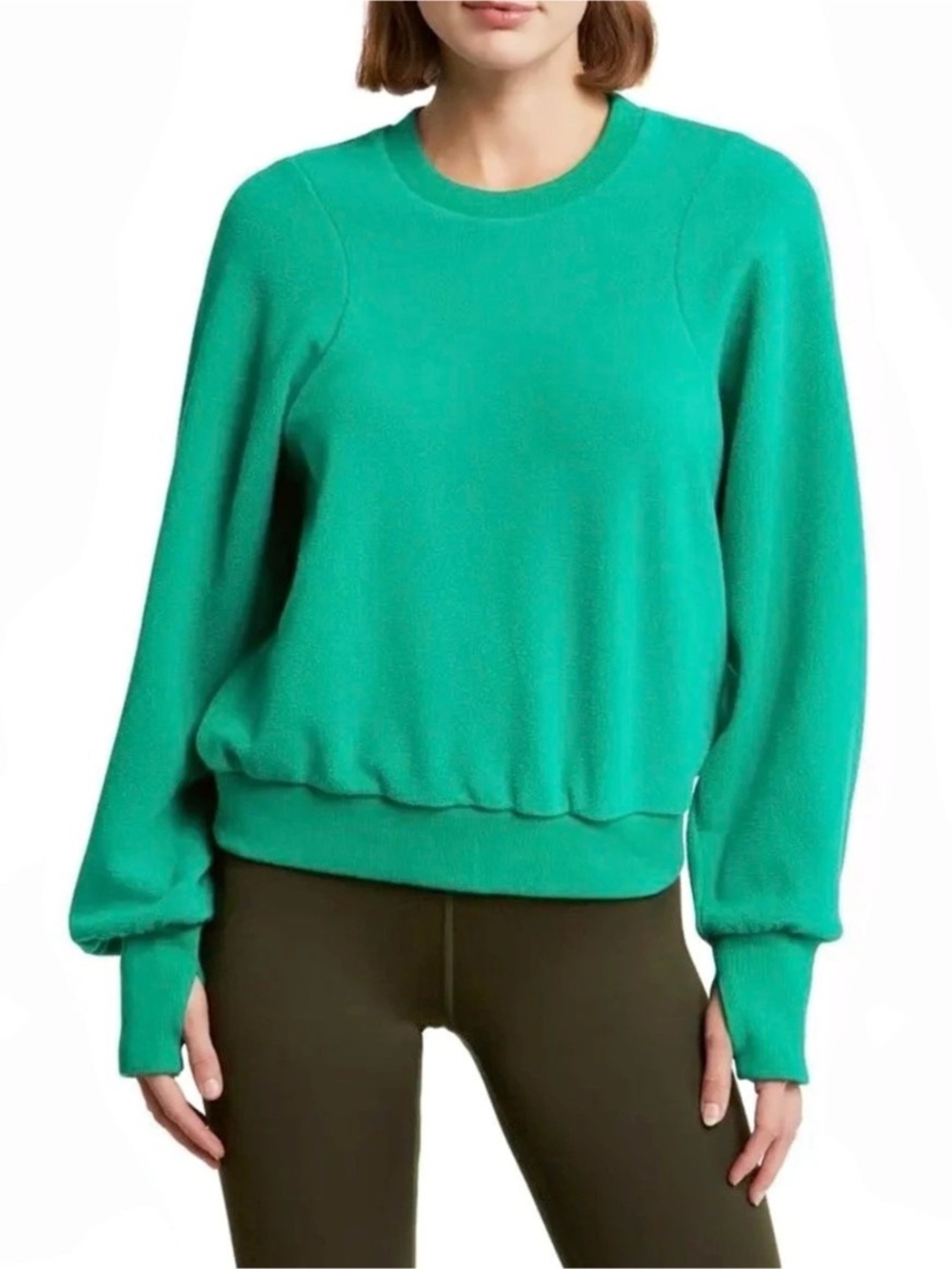 Sweat Betty Women's Green Compass Seam Crewneck Sweatshirt Size Medium